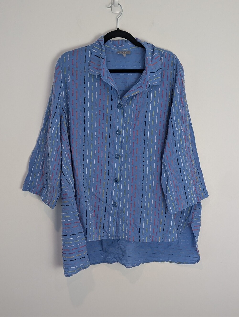 Habitat Cotton Button Front Asymmetrical Tunic Top Size XL Lagenlook